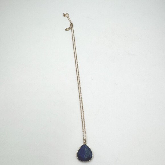 Charming Charlie Gold Tone Fashion Necklace w/Lapis Lazuli Teardrop Pendant - Picture 11 of 16